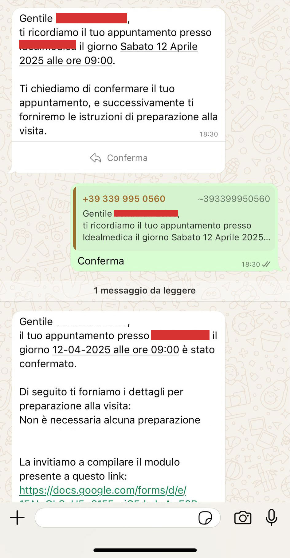 ClinicFlow - Promemoria WhatsApp e conferma presenza paziente