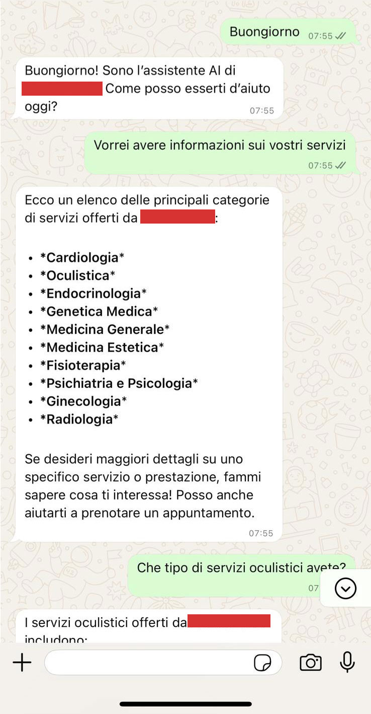 ClinicFlow - Paziente richiede appuntamento via WhatsApp