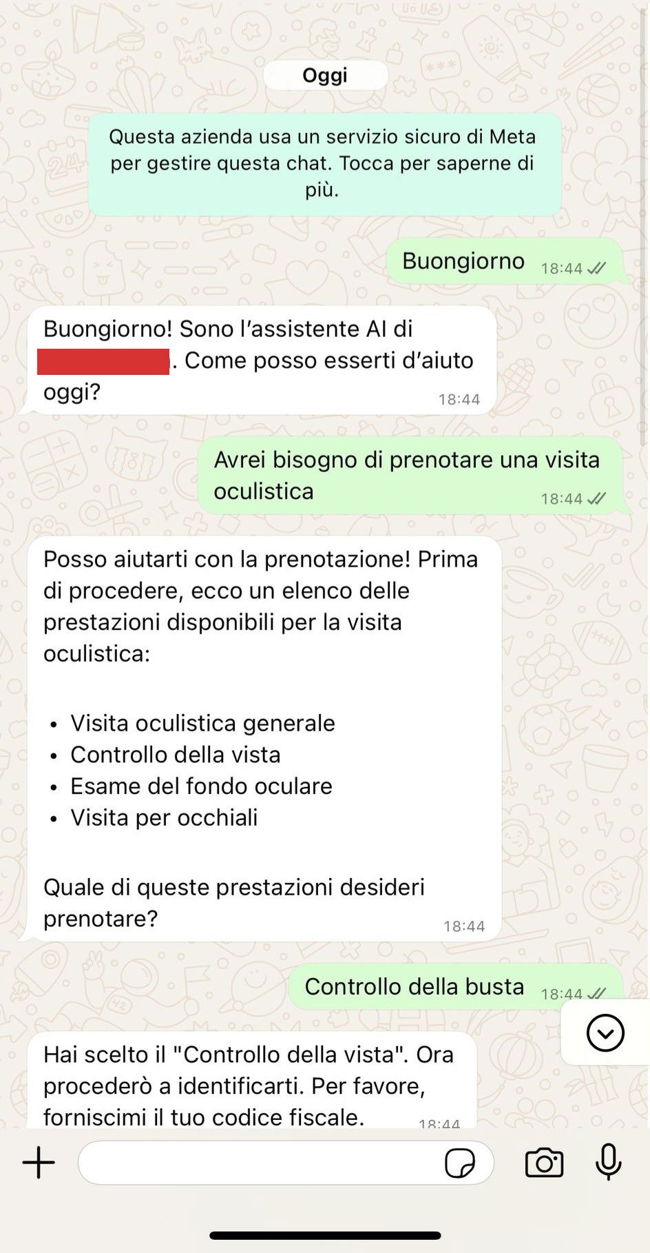 ClinicFlow gestione errori 1 - Comprensione richiesta con errore di battitura